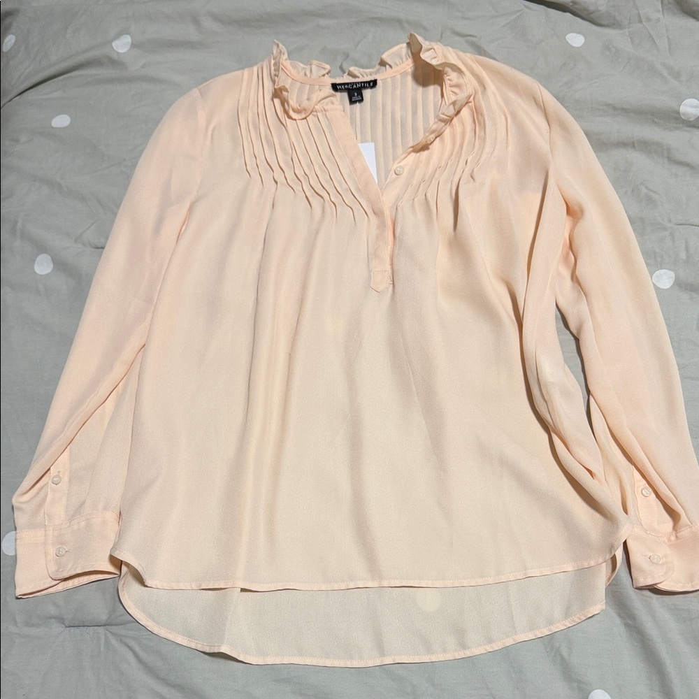 NWT J. Crew Light Peach Blouse with Ruffle Collar